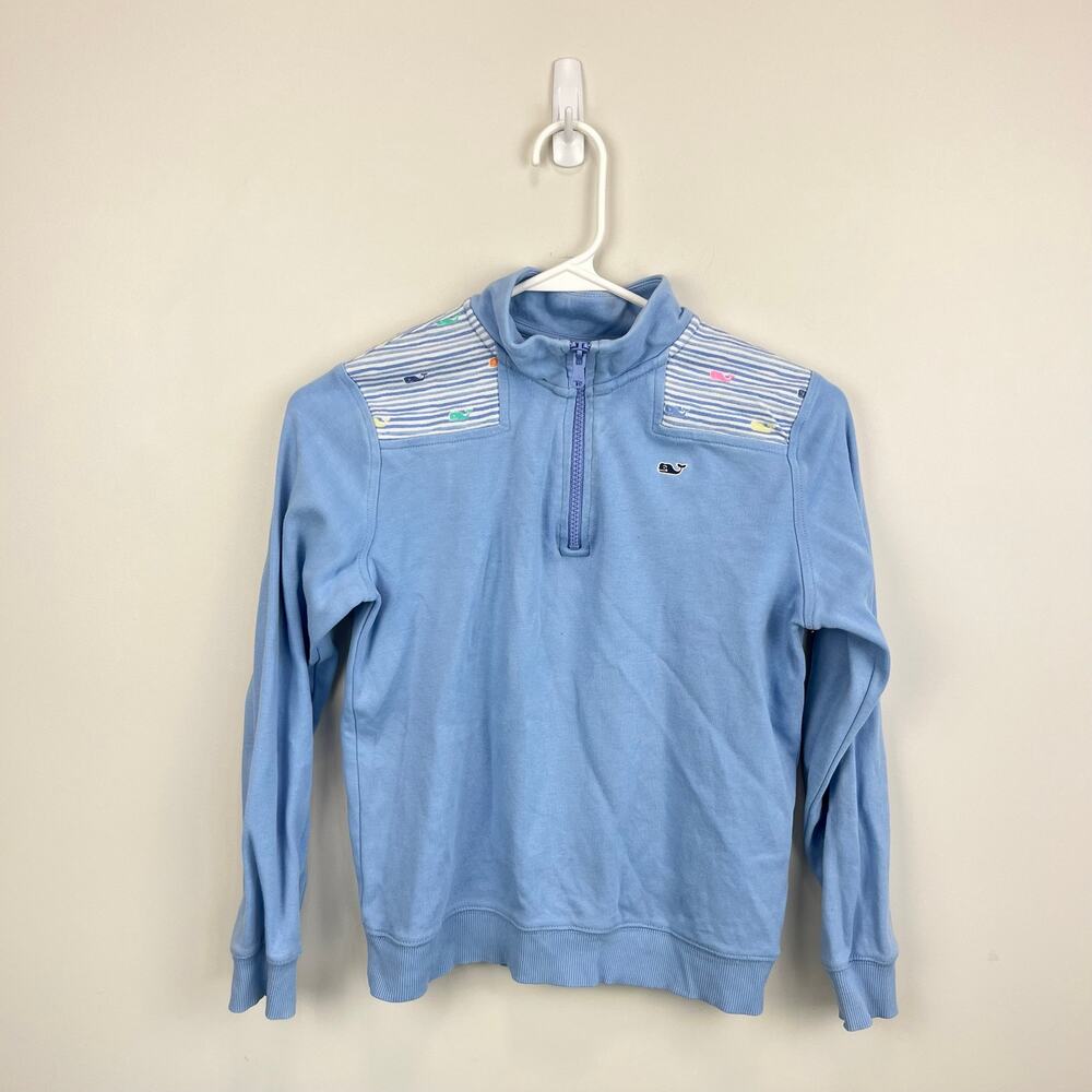 Vineyard Vines Girls Light Blue Rainbow Whale Shep Shirt M 10-12